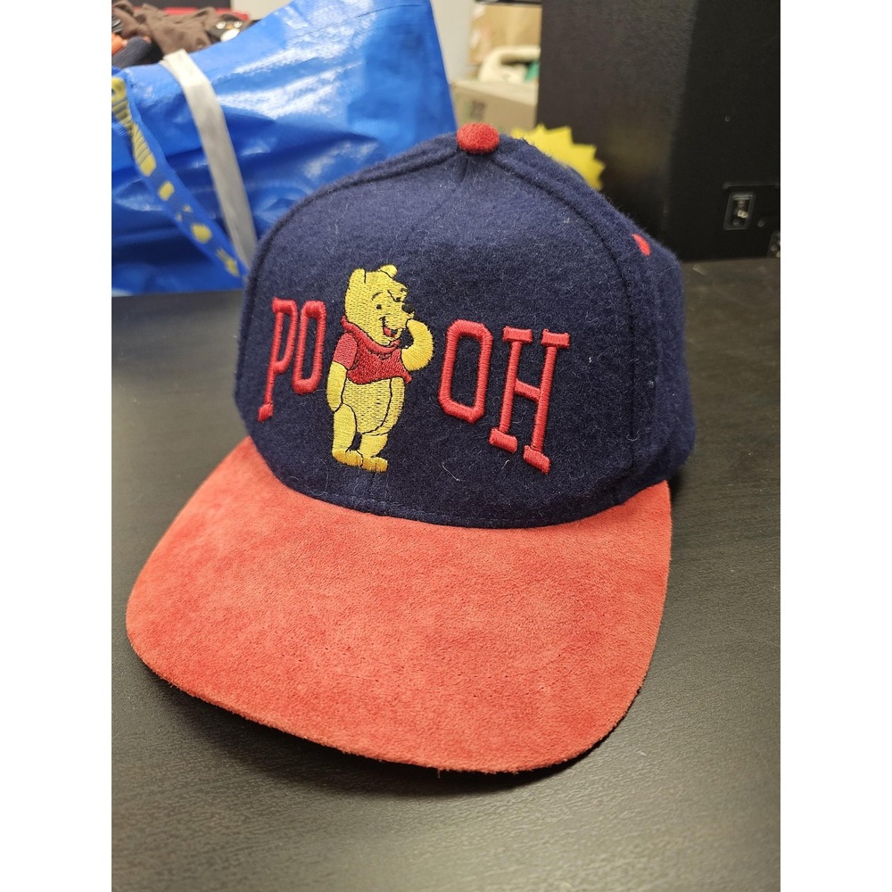 Vintage Disney Winnie The Pooh Hat Cap Strap Back Boys One Size‎ Blue Red 90s